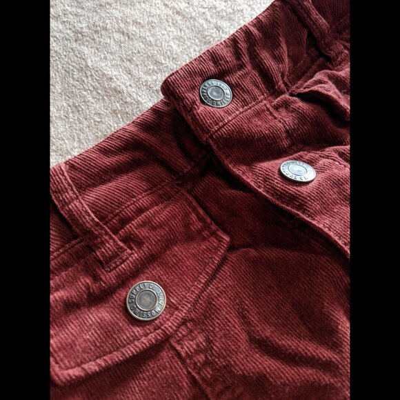 Red Button-Down Denim Mini Skirt - Picture 5 of 8